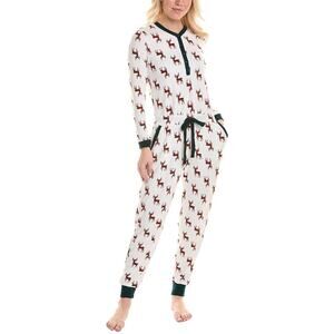 Tart Intimates Tenlie Plaid Reindeer Jumpsuit Womens Size S
